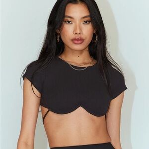 Princess Polly Becca Short Sleeve Crop Top Black